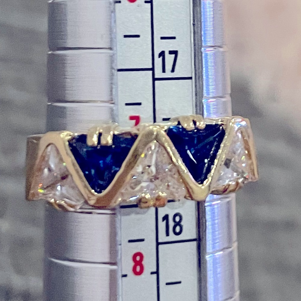 14K Gold Vermeil CZ and Simulated Sapphire Band